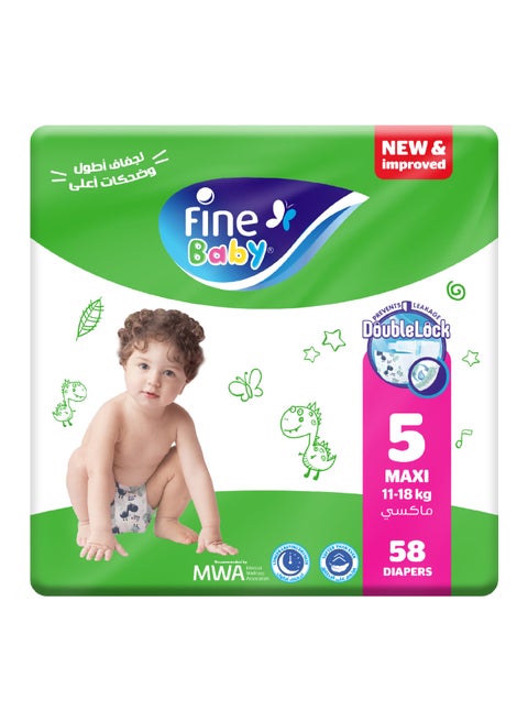 58-Piece Diapers Maxi (Size 5) (11-18 KG)
