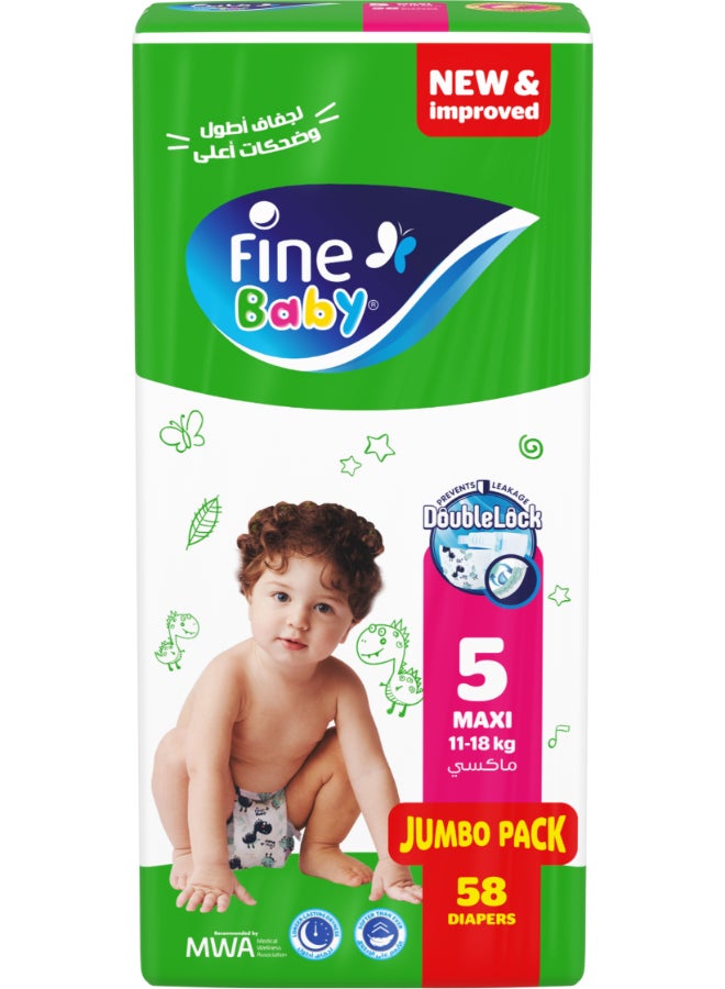 Fine Baby 58-Piece Diapers Maxi (Size 5) (11-18 KG) - Image 1