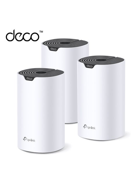 Deco S7 Whole Home Mesh System, Dual-Band with Gigabit Ports, Coverage up to 5,600 ft2, Connect up to 100 devices, 1.2 GHz Dual-Core CPU, HomeShield Security, Pack of 3 white