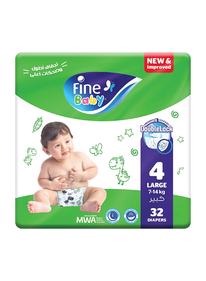 Fine Baby - 32-Piece Diapers Large (Size 4) (7-14 KG) - Image 1