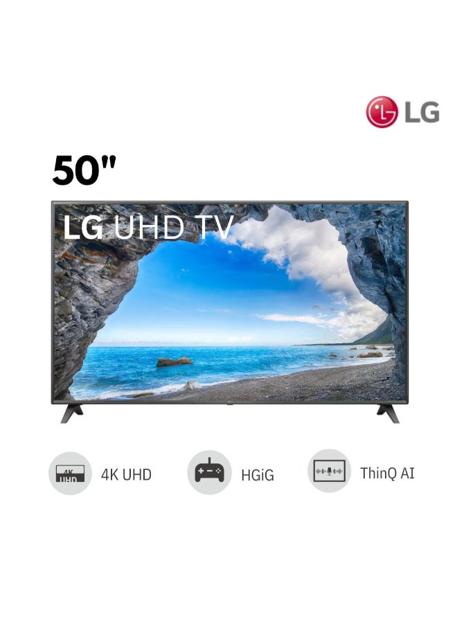 LG 50 Inch 4K UHD Smart LED TV with Built-in Receiver, ThinQ AI, HDR, HGiG, Bluetooth Surround - 50UQ751C0LG Black - Image 1