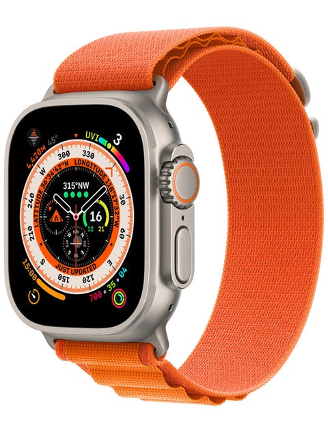Smart Watch 49mm Series 8 Ultra Waterproof Health Monitor Sport Fitness Tracker Big Display Alloy Case with Nylon Alpine Loop Band for iOS Android Orange