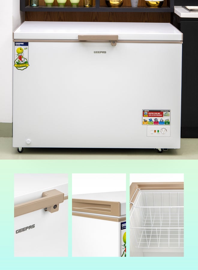 GEEPAS - Chest Freezer Storage Capacity with 316 L (11.2 Cb.Ft ),Frozen Temperature: 18-Degrees Celsius, HCF And FCKW Free, Highly Efficient Monolithic Foaming And Compressor Switch Off Function, Includes Lock And Key And 2 Food Baskets 316 L 155 W GCF3702WSH White - Image 1