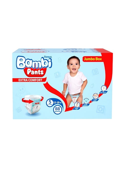 Extra Comfort Baby Pant Diapers X-Large Size 5 (12-18kg) Jumbo Box Count - 88