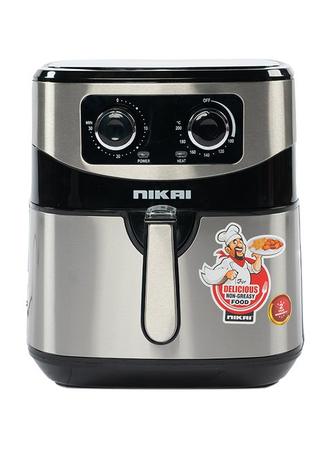 Air Fryer,30-Min Timer, Temp Control, Family Size Non-Stick Basket, Spacious Pan, Effortless Cleaning, No-Oil Healthy Frying Grilling Roasting And Baking 7 L 1800 W NAF779AS Grey/Silver