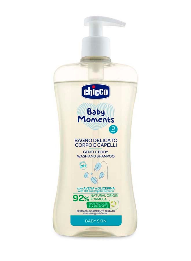 Chicco Baby Moments Gentle Body Wash And Shampoo For Baby Skin 0M+ 500Ml  - Image 1