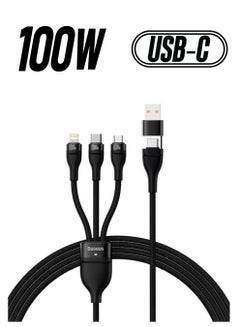 Baseus Fast Charging USB + C to Type C 100W, Lightning 20W for iPhone 14 Pro Max, and Micro 18W, Data Cable 1.2M Compatible for Apple 13 12 11, MacBook, iPad, Samsung, Huawei, and More Black  - Image 1