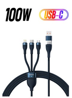 Baseus Fast Charging USB + C to Type C 100W, Lightning 20W for iPhone 14 Pro Max, and Micro 18W, Data Cable 1.2M Compatible for Apple 13 12 11, MacBook, iPad, Samsung, Huawei, and More Blue  - Image 1