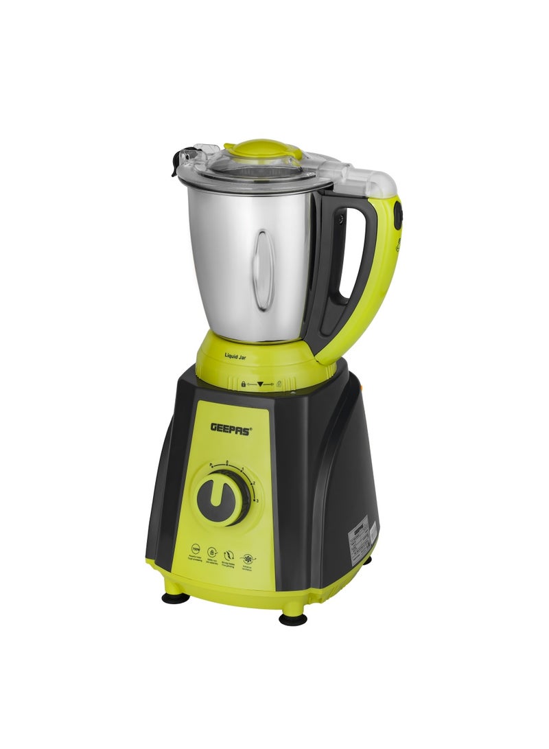GEEPAS - 3-in-1 Mixer Grinder 750 W | 3 Speed Settings | 1.5L Blending Jar & Grinder Jar, 0.5L Chutney Jar | Pulse Function | Wet & Dry Grinder| GSB44040 1.5 L 750 W GSB44040 Green - Image 1
