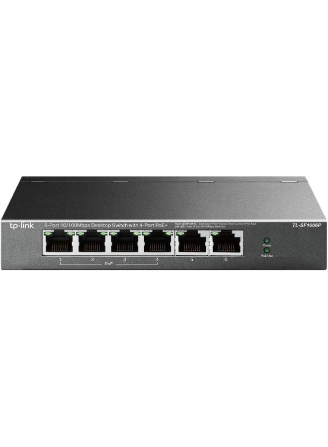 TP-Link 6 Port Fast Ethernet 10/100Mbps PoE Switch | 4 PoE+ Ports @67W | Plug & Play | Sturdy Metal w/Shielded Ports | Extend Mode | Priority Mode (TL-SF1006P) Black - pnsku/N53365618A/45/_/1710942063/e9b08f02-ae7c-42ea-9be5-159b157e6f97