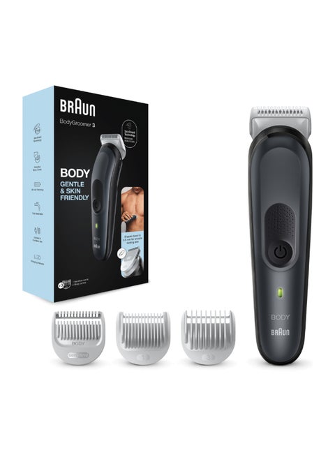Body Groomer 3 For Men, Bg3340, Manscaping Tool, Skinshield Technology, Sensitive Comb, Lifetime Sharp Metal Blade, Body Groomer For Men, Gray/Black Multicolor