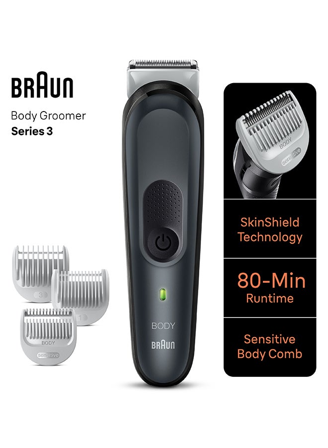 BRAUN Body Groomer Series 3 3340, Body Groomer For Men, Gentle Full-Body Manscaping Multicolor - Image 3