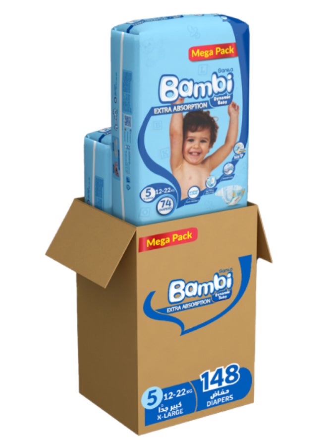 Sanita Bambi - Size 5, Xl, 13-25 Kg, Mega Pack, 148 Diapers - Image 1