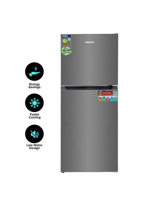 180L Total No Frost Refrigerator (49L/131L) - Double Door, Multi-Airflow, Unbreakable Glass - Metallic Grey GRF2522SXN Grey