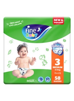 Fine Baby 58-Piece Diapers Medium (Size 3) (4-9 KG)  - Image 1