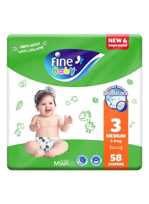 58-Piece Diapers Medium (Size 3) (4-9 KG)