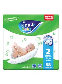 Fine Baby Diapers Double Lock Size Small 3-6 Kg - 58 Diaper  - Image 1