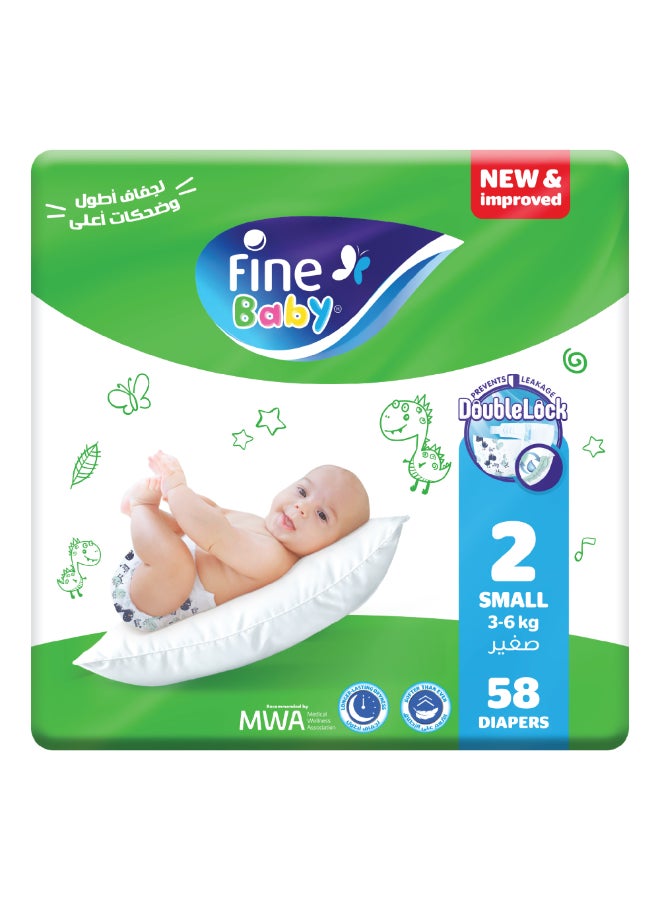 Fine Baby Diapers Double Lock Size Small 3-6 Kg - 58 Diaper  - Image 1
