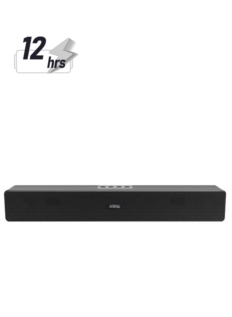 Oraimo Wireless Soundbar 45-degree Tilt Boost Soundwave | 12-Hrs Play Time | Easy Connectivity | Bluetooth V 5.0 |  Classic And Modern Design |  Memory Card Support | AUX Input Black  - Image 1