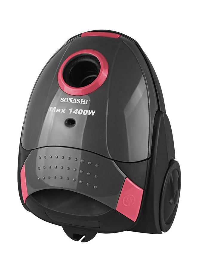 SONASHI - Canister Vacuum Cleaner | 2PC Plastic Insert Tube with Automatic Rewinding Wire | Lower Noise Design with Washable Cloth Dust Bag | Powerful Performance 1.5 L 1400 W SVC-9031 Black/Red - Image 1