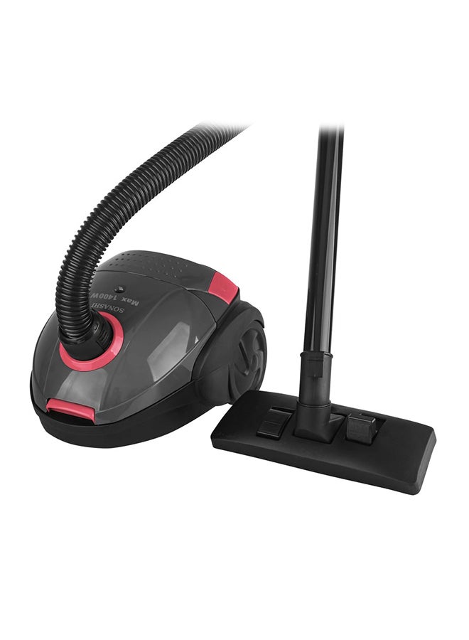 SONASHI - Canister Vacuum Cleaner | 2PC Plastic Insert Tube with Automatic Rewinding Wire | Lower Noise Design with Washable Cloth Dust Bag | Powerful Performance 1.5 L 1400 W SVC-9031 Black/Red - Image 1