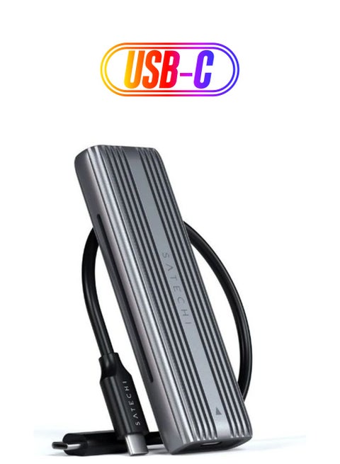 USB-C NVME And SATA SSD Adapter Enclosure Tool Free Black/Grey
