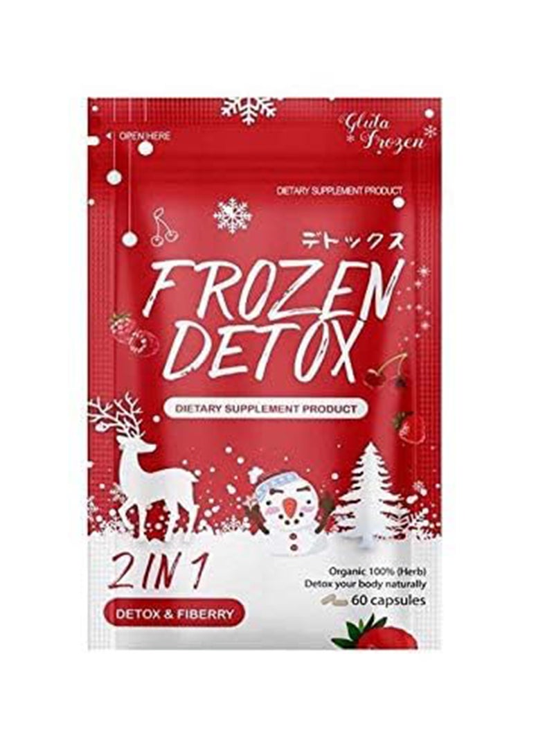 Gluta Frozen Frozen Detox 2-in-1 And Fiberry Dietary Supplement Skin Whitening - 60 Capsules 