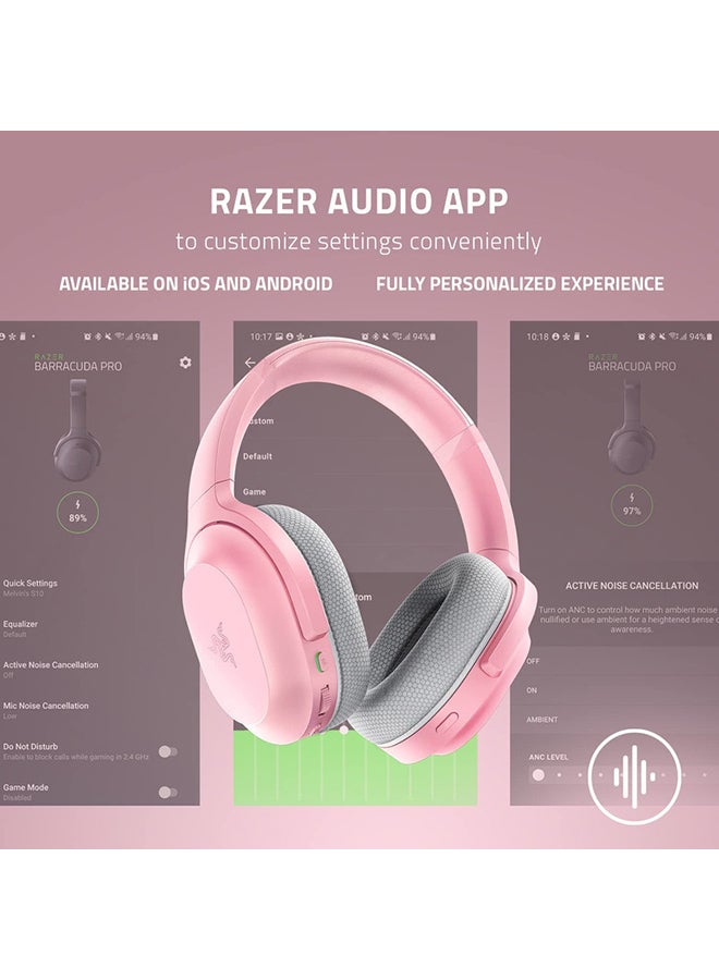 RAZER - Razer Barracuda Wireless Gaming & Mobile Headset, PC, Playstation, Switch, Android, iOS, 2.4GHz Wireless + Bluetooth, Integrated Noise-Cancelling Mic, 50mm Drivers, 40 Hr Battery - Quartz Pink - Image 1