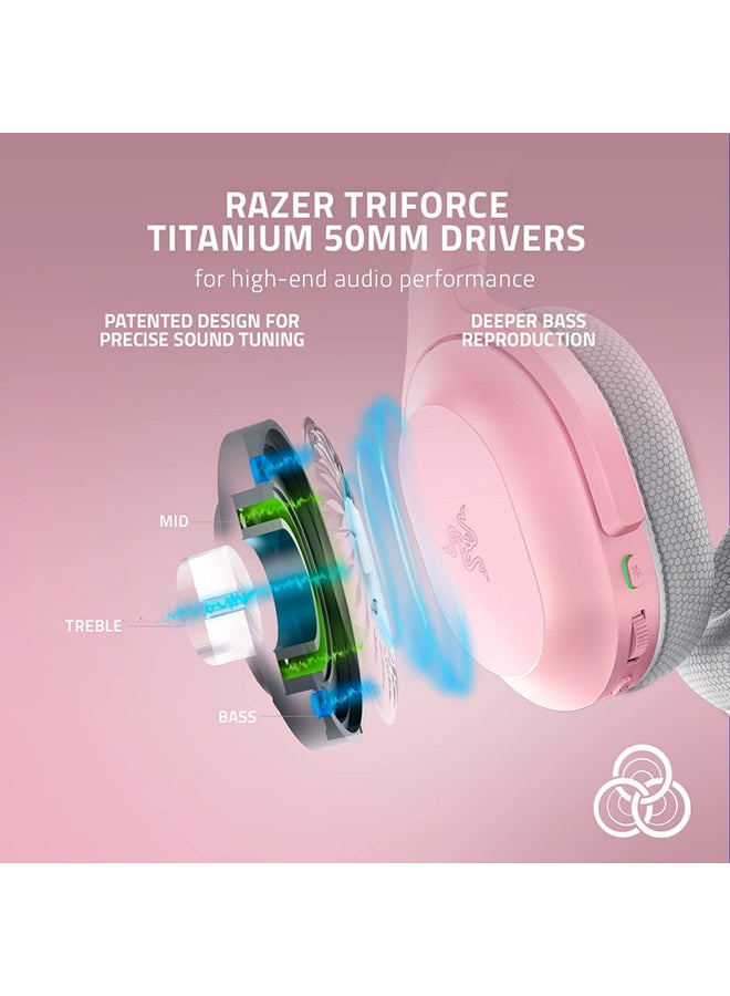 RAZER - Razer Barracuda Wireless Gaming & Mobile Headset, PC, Playstation, Switch, Android, iOS, 2.4GHz Wireless + Bluetooth, Integrated Noise-Cancelling Mic, 50mm Drivers, 40 Hr Battery - Quartz Pink - Image 1