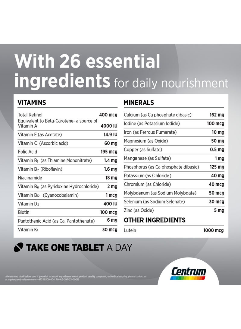 Centrum Silver With Lutein, 100 Tablets, Specially formulated for Adults 50+ - pnsku/N53368397A/45/_/1732618706/47dde285-eecb-429f-9c66-b82d129abc95