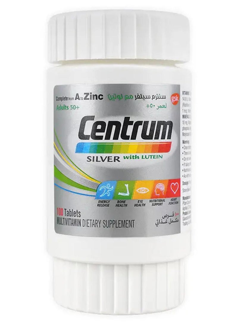سنتروم عبوة أقراص سنتروم سيلفر بخلاصة اللوتين مركبة خصوصاً للبالغين بعمر فوق 50 عاماً من 100 قرص - Image 1