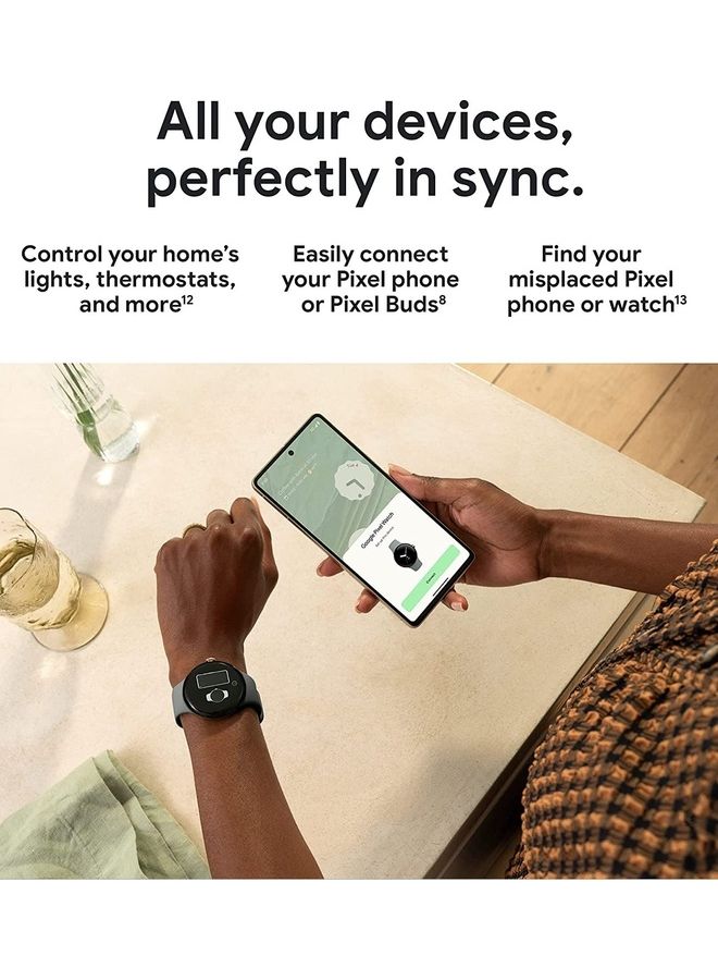 جوجل ساعة ذكية بيكسل اندرويد مع تتبع نشاط فيتبيت، معدل ضربات القلب، هيكل من الفولاذ المقاوم للصدأ، سوار اوبسيديان اكتيف باند واي فاي - Image 5