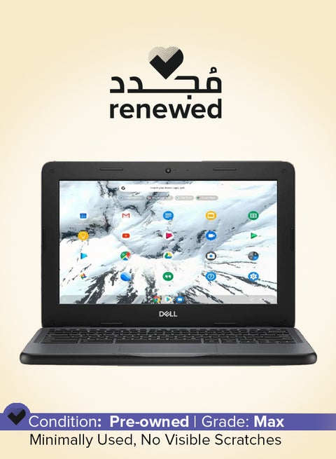 Renewed - Chromebook 3100 With 11.6 Inch Display,Celeron N4020/4 GB RAM/16 GB SSD/Chrome OS/Intel HD Graphics English Black