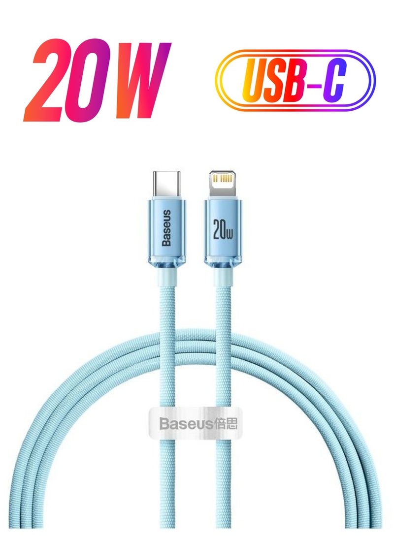 بيسوس كابل USB-C إلى Lightning، لشاحن iPhone السريع 20 وات، كابل Lightning مضفر من النايلون متوافق مع iPhone 14/14 Pro Max/14 Pro/13/12/11، iPad، Airpods (1.2 متر) -  - Image 1