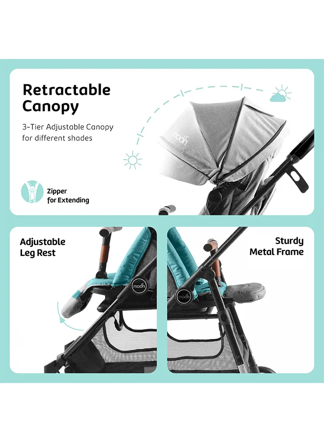 مون Revo 360° Rotating Baby Stroller – Foldable Pushchair with Storage Basket, Lightweight, Compact, Suitable Newborns And Toddlers – Grey