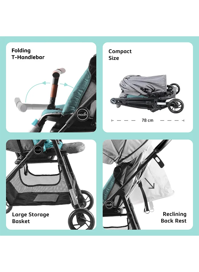 مون Revo 360° Rotating Baby Stroller – Foldable Pushchair with Storage Basket, Lightweight, Compact, Suitable Newborns And Toddlers – Grey