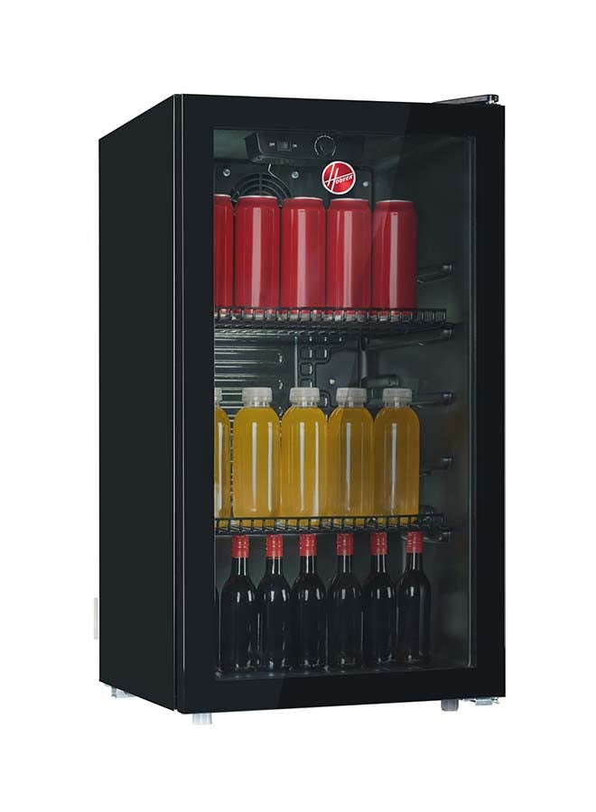 Hoover 117L Single Door Beverage Cooler Refrigerator, 90L Net Capacity, Freestanding Drinks Fridge with 3 Wire Shelves, Single Temperature Zone 0–10°C, LED Light, Soda & Soft Drink Cooler, 1 Year Warranty, Black (HBC-K117B) HBC-K117B Black - Image 1