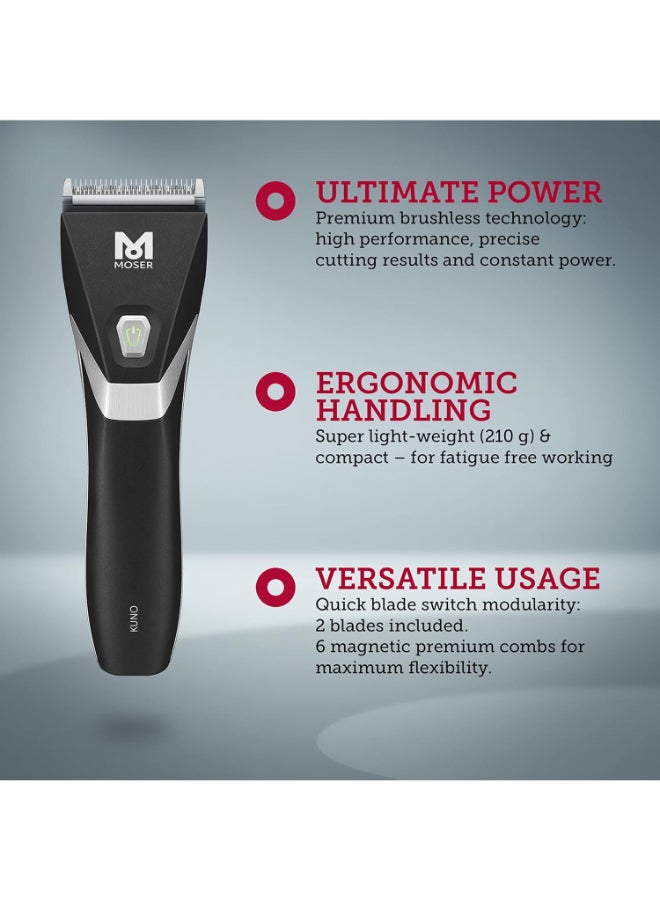 MOSER Kuno Professional Premium Cord/Cordless Clipper, Long-Life Brushless Motor, Durable Li-Ion Battery, Easily Removable Blade, Black, 1887-0150 - Image 5