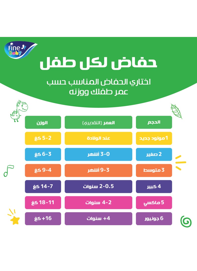 فاين بيبي - فاين بيبي حفاضات أطفال مقاس ٢ ، صغير - وزن ٣-٦ كجم - ٥٨ حفاضة - Image 1