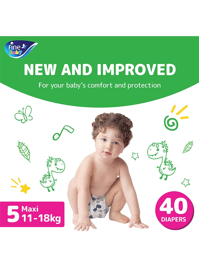 Fine Baby - Baby Diapers, Size 5, Maxi 11–18Kg, Pack Of 40 Diapers, With New And Improved Technology - Image 1