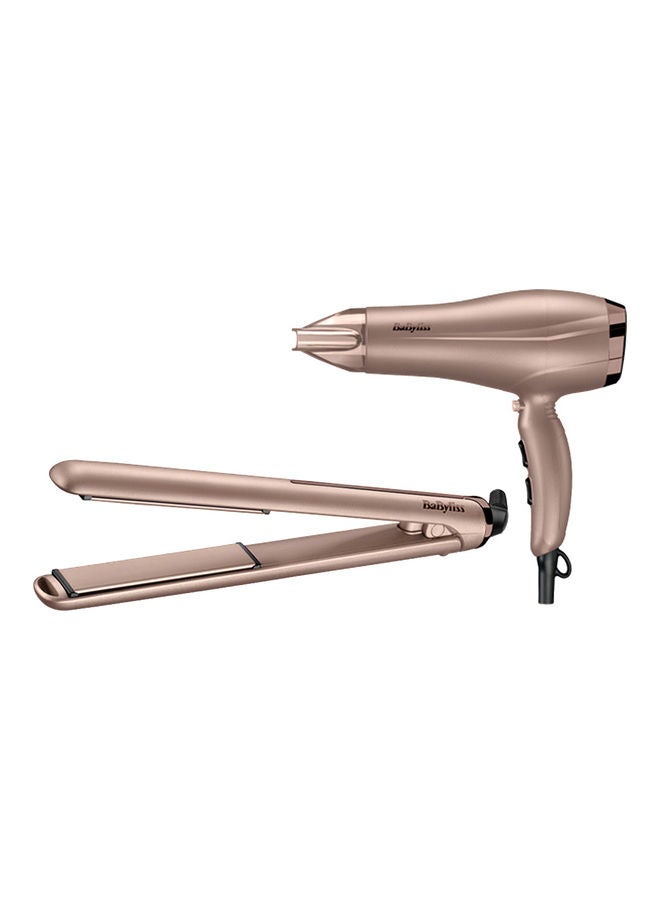 babyliss - Paddle Travel Dry Airbrush | DC Dryer 1900W-2300W | Professional 2300W Hair Dryer & Smooth Pro 235 Hair Straightener Set for Salon-Quality | Ceramic Plates | Frizz-Free Styling, 5514PSDE Beige - Image 1