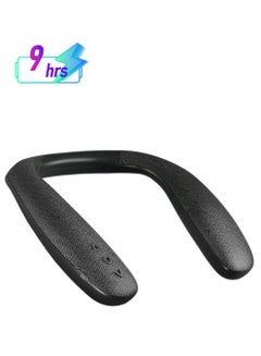 PROMATE Bluetooth 5.0 Neckband Speaker,Premium HD Stereo Sound Wearable Speaker with 360-Degree Sound,Lightweight Design,Silicone Make,9H Playtime and Button Controls for Smartphones,Tablets,Hook Black  - Image 1