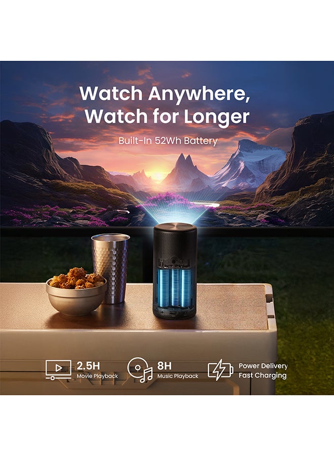Anker Nebula Capsule 3 Laser 1080p, Smart, Wi-Fi, Mini Projector, Black, Portable Projector, Dolby Digital, Laser Projector, Autofocus, 120-Inch Picture, Built-in Battery, 2.5 Hours of Playtime D2426 Black