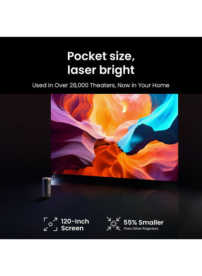 Anker Nebula Capsule 3 Laser 1080p, Smart, Wi-Fi, Mini Projector, Black, Portable Projector, Dolby Digital, Laser Projector, Autofocus, 120-Inch Picture, Built-in Battery, 2.5 Hours of Playtime D2426 Black