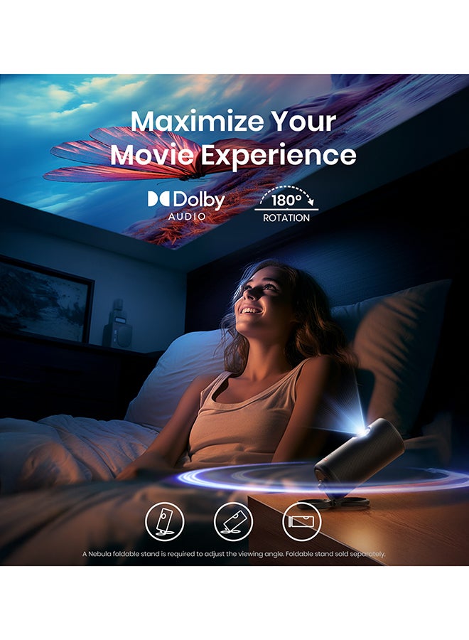 Anker Nebula Capsule 3 Laser 1080p, Smart, Wi-Fi, Mini Projector, Black, Portable Projector, Dolby Digital, Laser Projector, Autofocus, 120-Inch Picture, Built-in Battery, 2.5 Hours of Playtime D2426 Black