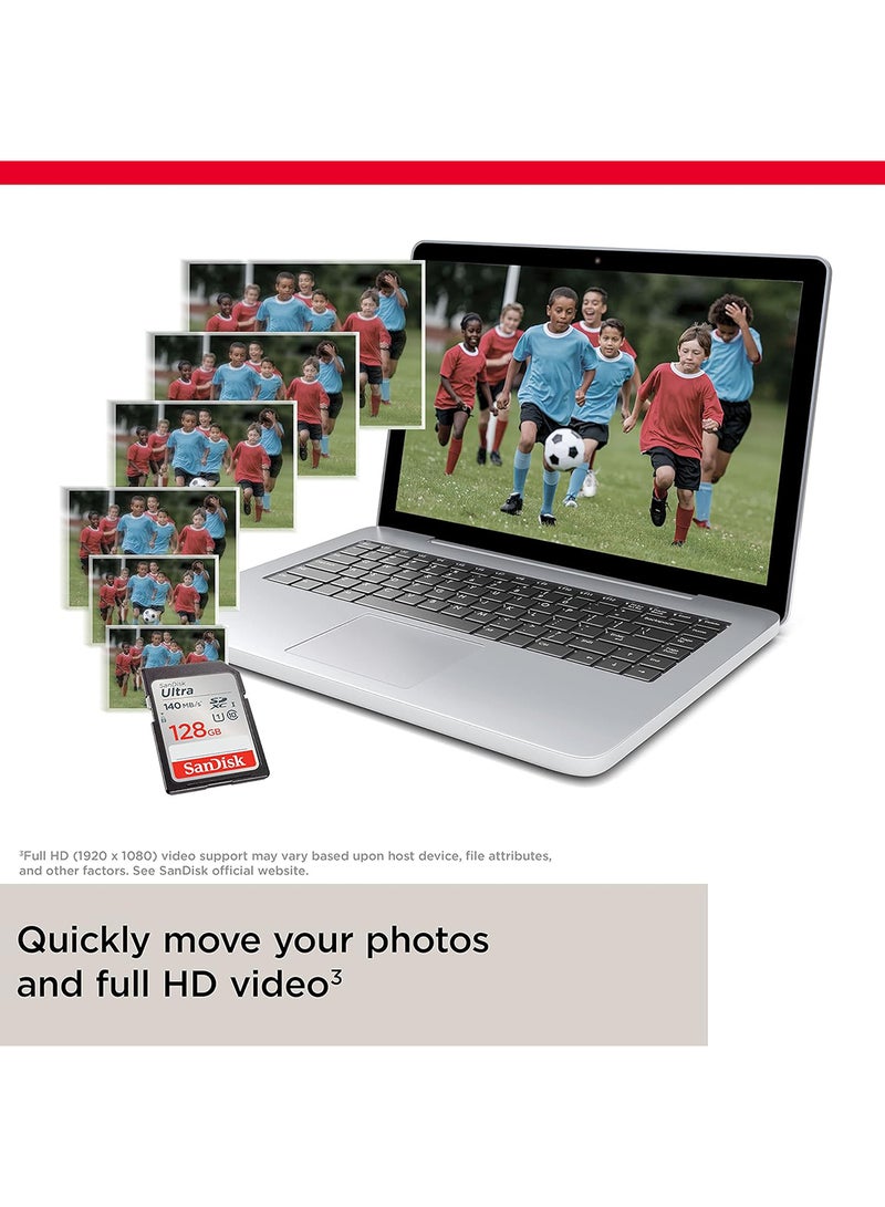 سانديسك - سرعة بطاقة Ultra SDXC UHS-I تصل إلى 140 ميجابايت/ثانية و128.0 جيجابايت 128 GB - Image 1