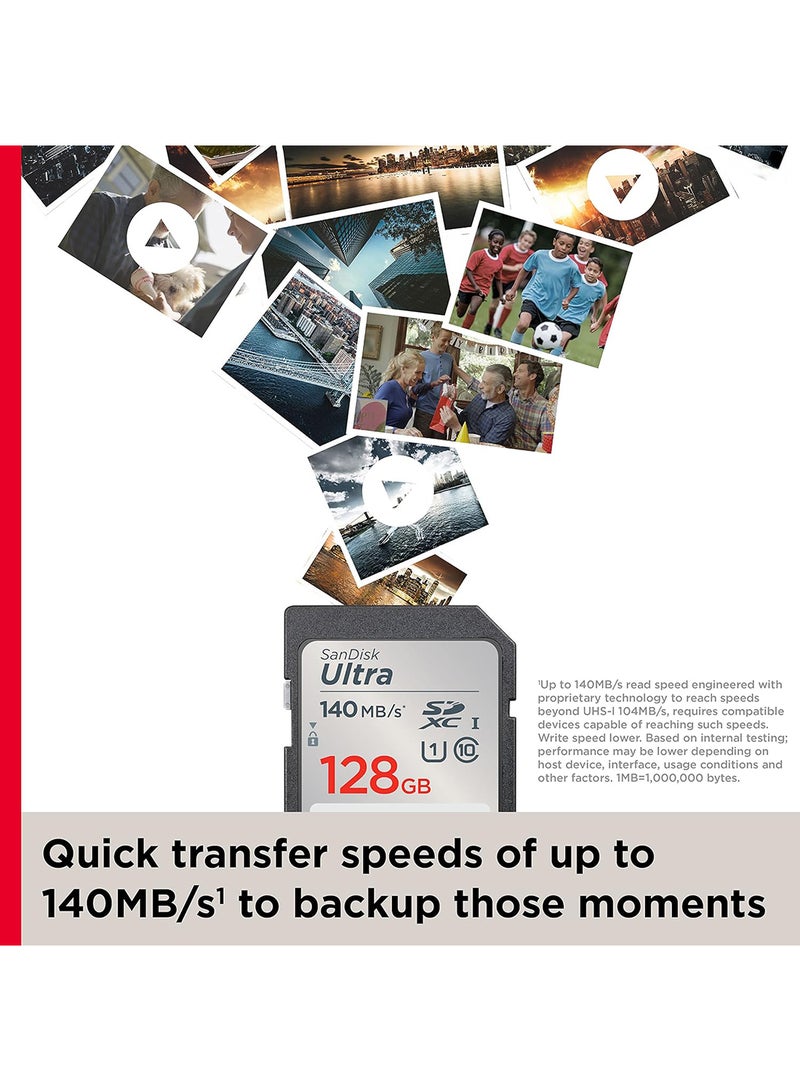 سانديسك - سرعة بطاقة Ultra SDXC UHS-I تصل إلى 140 ميجابايت/ثانية و128.0 جيجابايت 128 GB - Image 1