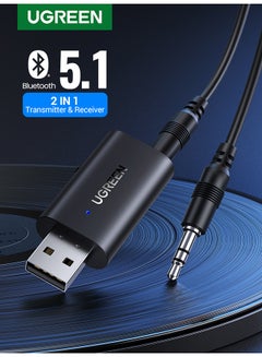 Ugreen Car Bluetooth Adapter 5.1 Transmitter Receiver 3.5mm AUX Wireless Audio Transceiver Transmitter Black  - Image 1