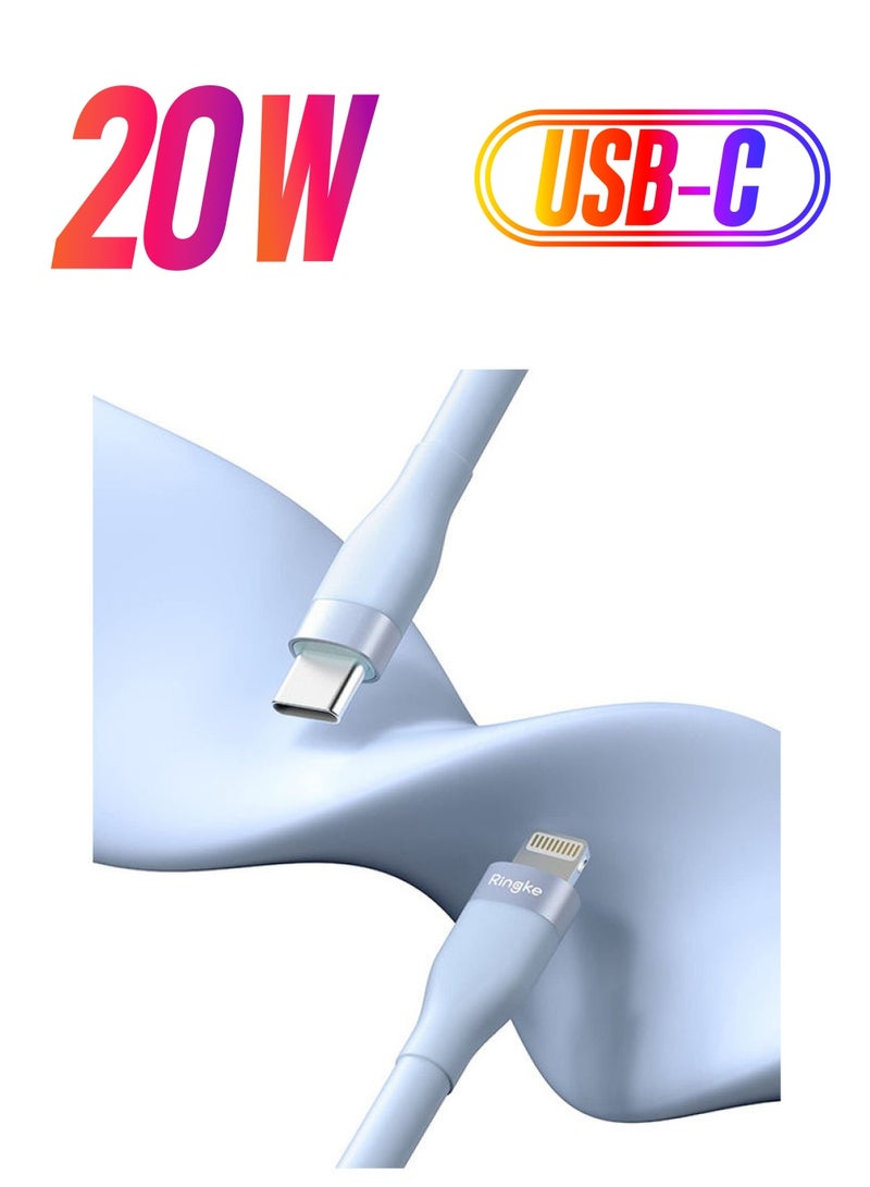 Ringke Fast Charging Pastel Cable USB Type C To Lightning 2m Long Lasting Auto Turn Off Charge Once Battery Is Full Blue  - Image 1