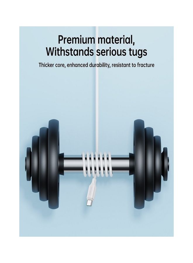 JOYROOM 3A USB-A To USB-C Type-C Fast Charging Data Cable 1M - White - Image 5